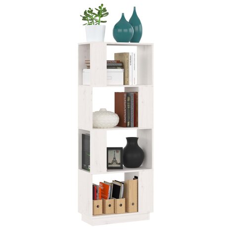 Boekenkast/kamerscherm 51x25x132 cm massief grenenhout wit 8720286905838 4