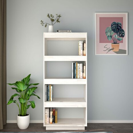 Boekenkast/kamerscherm 60x35x135 cm massief grenenhout wit 8720286816011 3