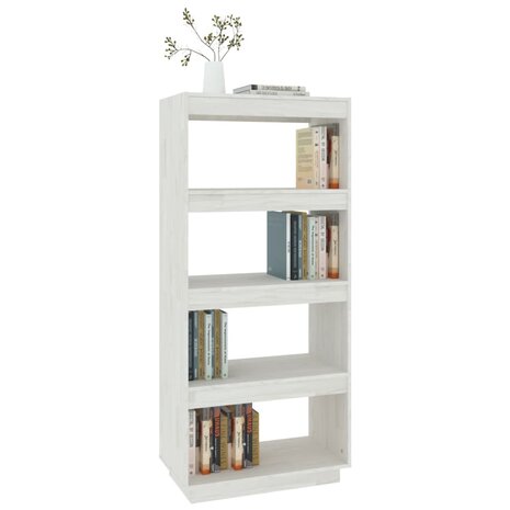 Boekenkast/kamerscherm 60x35x135 cm massief grenenhout wit 8720286816011 4