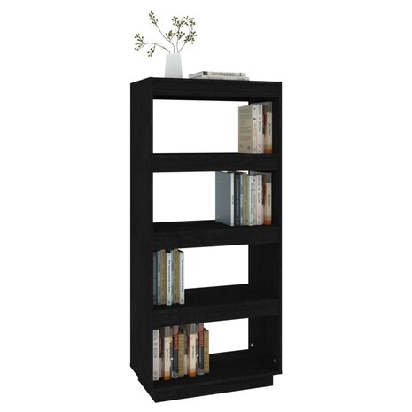 Boekenkast/kamerscherm 60x35x135 cm massief grenenhout zwart 8720286816042 4