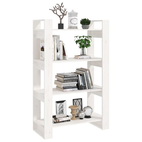 Boekenkast/kamerscherm 80x35x125 cm massief grenenhout wit 8720286905432 4