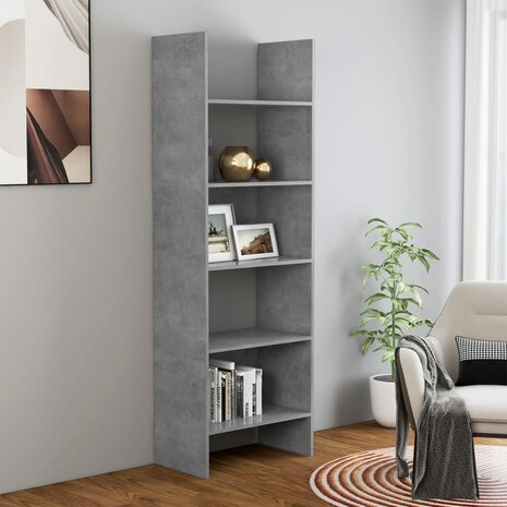 Boekenkast 60x35x180 cm bewerkt hout betongrijs 8720286352663 1