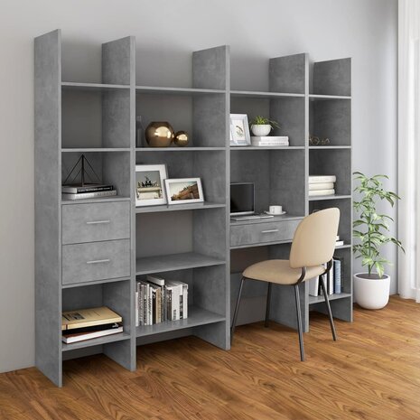 Boekenkast 60x35x180 cm bewerkt hout betongrijs 8720286352663 6