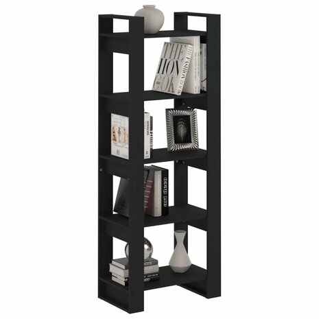 Boekenkast/kamerscherm 60x35x160 cm massief hout zwart 8720286905319 5