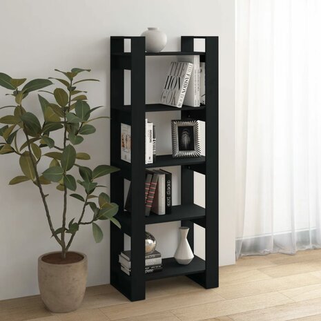 Boekenkast/kamerscherm 60x35x160 cm massief hout zwart 8720286905319 6