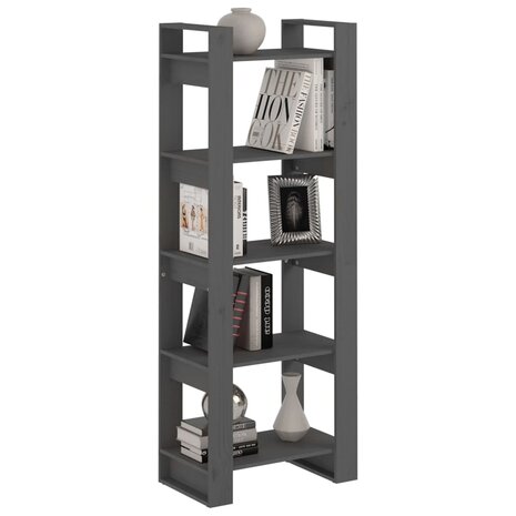 Boekenkast/kamerscherm 60x35x160 cm massief hout grijs 8720286905296 5