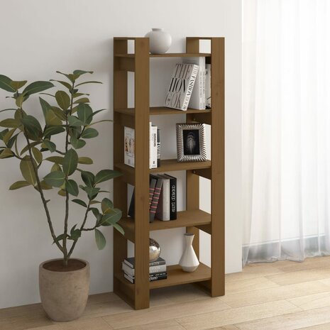 Boekenkast/kamerscherm 60x35x160 cm massief hout honingbruin 8720286905302 6