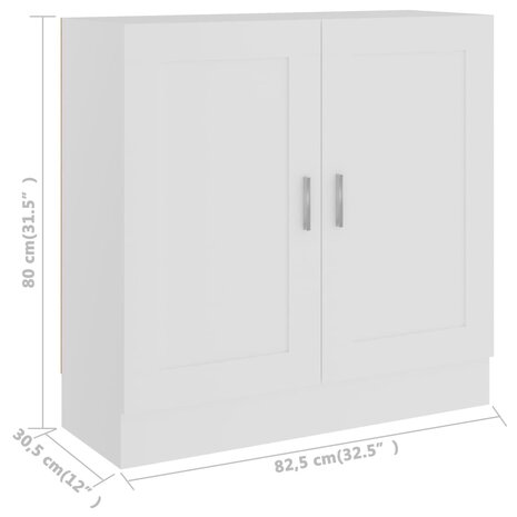 Boekenkast 82,5x30,5x80 cm bewerkt hout wit 8720286133873 8