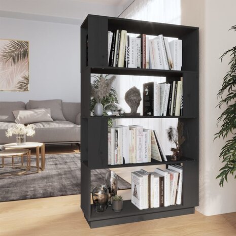 Boekenkast/kamerscherm 80x25x132 cm massief grenenhout grijs 8720286906040 1