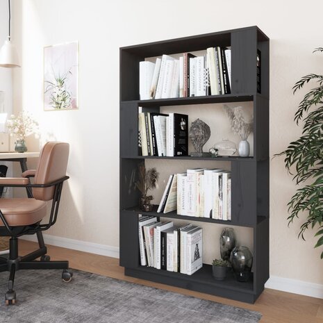 Boekenkast/kamerscherm 80x25x132 cm massief grenenhout grijs 8720286906040 3