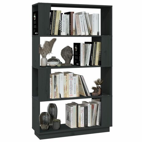 Boekenkast/kamerscherm 80x25x132 cm massief grenenhout grijs 8720286906040 4