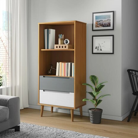 Boekenkast MOLDE 60x35x133,5 cm massief grenenhout bruin 8720845542245 1