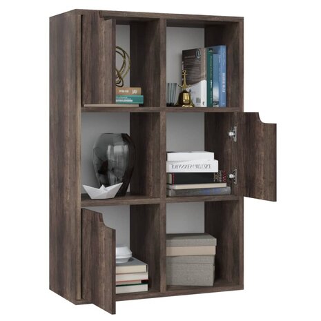 Boekenkast 60x27,5x88 cm bewerkt hout gerookt eikenkleur 8720286670019 3