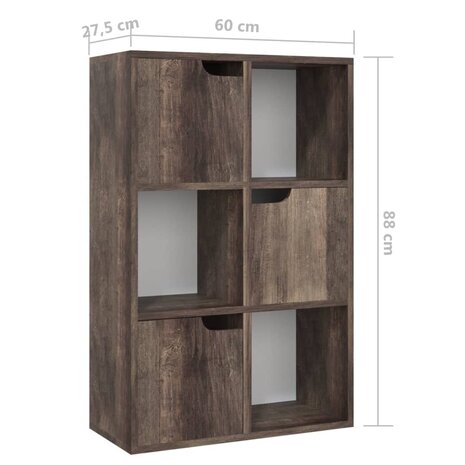 Boekenkast 60x27,5x88 cm bewerkt hout gerookt eikenkleur 8720286670019 7