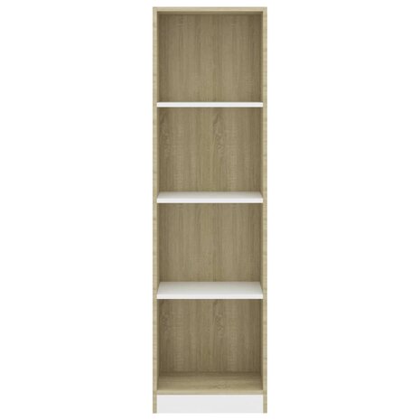 Boekenkast met 4 schappen 40x24x142cm bewerkt hout wit en eiken 8719883787466 4