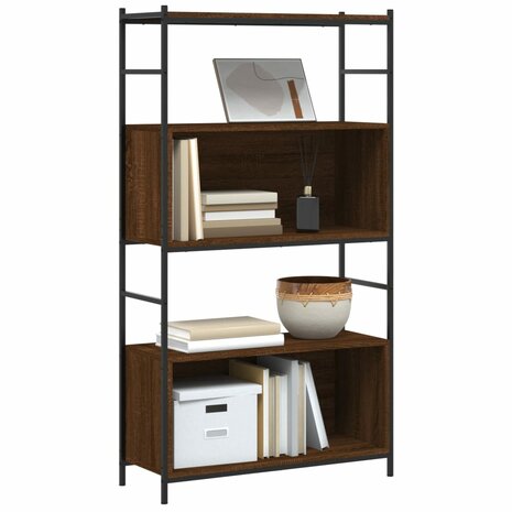 Boekenkast 80x30x145,5 cm bewerkt hout en ijzer bruin eikenkleur 8720845941017 3