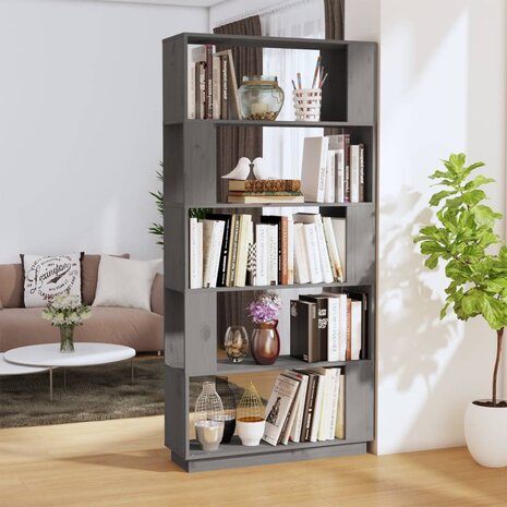 Boekenkast/kamerscherm 80x25x163,5 cm massief grenenhout grijs 8720286906095 1