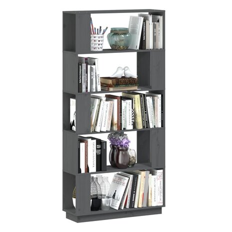 Boekenkast/kamerscherm 80x25x163,5 cm massief grenenhout grijs 8720286906095 4