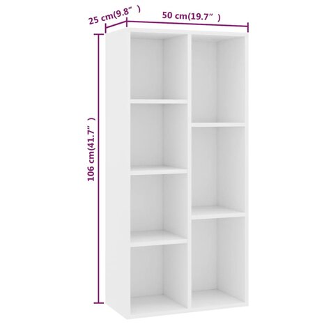 Boekenkast 50x25x106 cm bewerkt hout wit 8719883869650 6