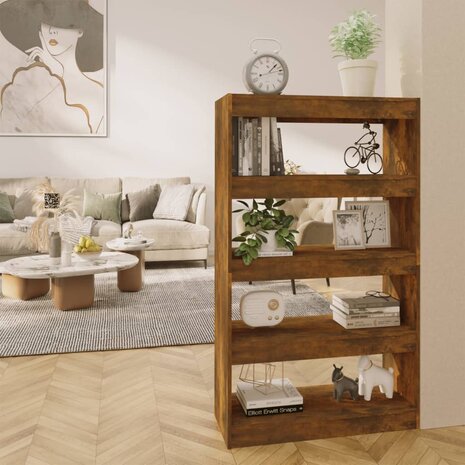 Boekenkast/kamerscherm 80x30x135 cm spaanplaat gerookt eiken 8720286844519 1