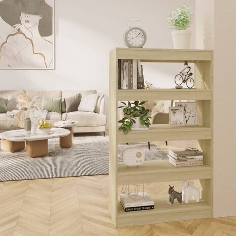 Boekenkast/kamerscherm 80x30x135 cm spaanplaat sonoma eiken 8720286843536 1