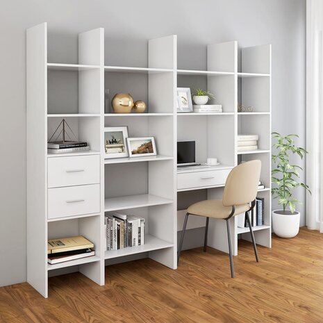 Boekenkast 60x35x180 cm bewerkt hout wit 8720286352625 6