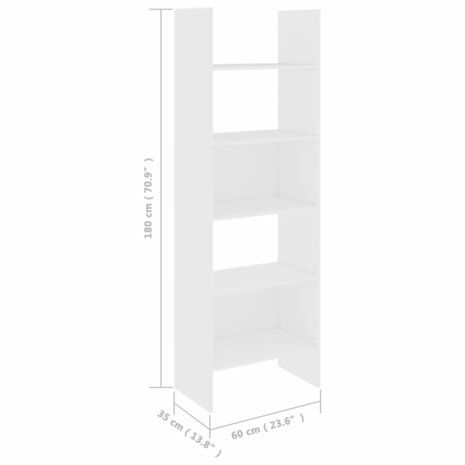 Boekenkast 60x35x180 cm bewerkt hout wit 8720286352625 7