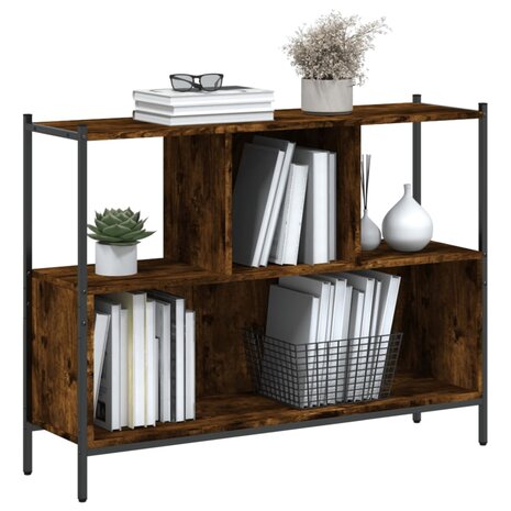 Boekenkast 102x28x77,5 cm bewerkt hout gerookt eikenkleurig 8721012339514 4