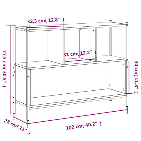 Boekenkast 102x28x77,5 cm bewerkt hout gerookt eikenkleurig 8721012339514 10