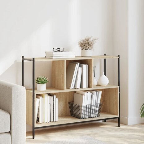 Boekenkast 102x28x77,5 cm bewerkt hout sonoma eikenkleurig 8721012339507 1