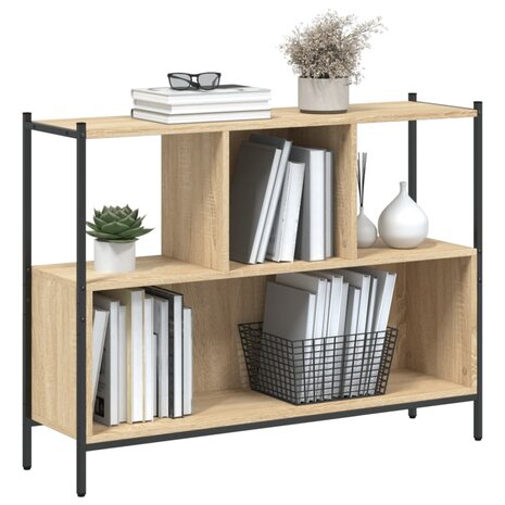 Boekenkast 102x28x77,5 cm bewerkt hout sonoma eikenkleurig 8721012339507 4