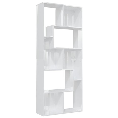 Boekenkast 67x24x161 cm bewerkt hout hoogglans wit 8719883915852 2