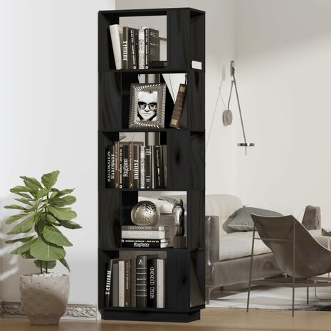 Boekenkast/kamerscherm 51x25x163,5 cm massief grenenhout zwart 8720286905913 1