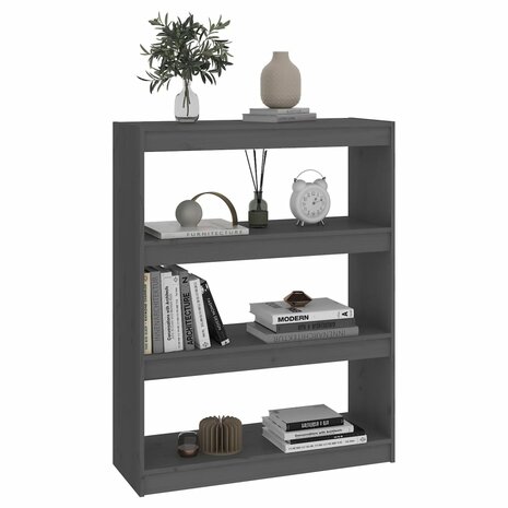 Boekenkast/kamerscherm 80x30x103,5 cm massief grenenhout grijs 8720286608906 3