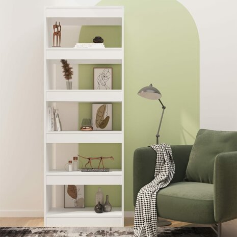 Boekenkast/kamerscherm 60x30x166 cm spaanplaat wit 8720286843314 3