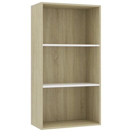 Boekenkast 3 schappen 60x30x114 cm hout wit sonoma eikenkleur 8719883815725 2