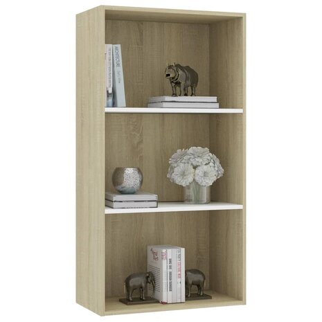 Boekenkast 3 schappen 60x30x114 cm hout wit sonoma eikenkleur 8719883815725 3