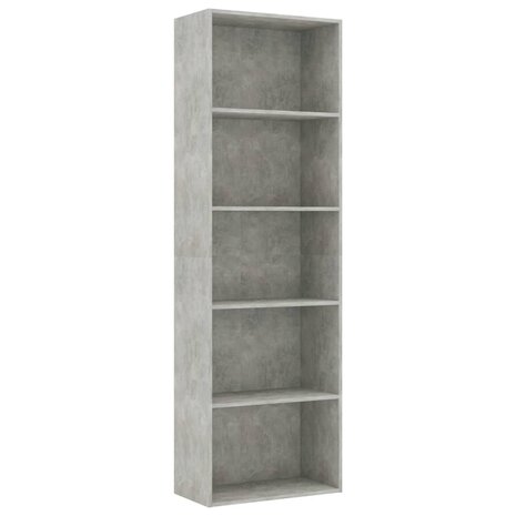 Boekenkast met 5 schappen 60x30x189 cm bewerkt hout betongrijs 8719883815893 2