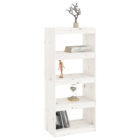 Boekenkast/kamerscherm 60x30x135,5 cm massief grenenhout wit 8720286608692 4