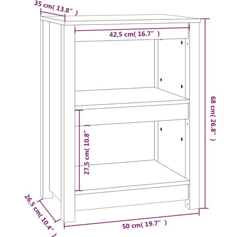 Boekenkast 50x35x68 cm massief grenenhout zwart 8720845556549 8