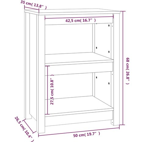 Boekenkast 50x35x68 cm massief grenenhout honingbruin 8720845556532 8