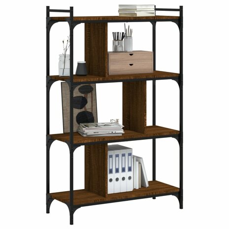 Boekenkast 4-laags 76x32x123 cm bewerkt hout bruin eikenkleur 8720845418908 3