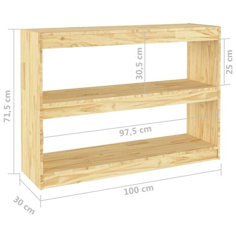 Boekenkast / kamerscherm 100x30x71,5 cm massief grenenhout 8720286609088 8