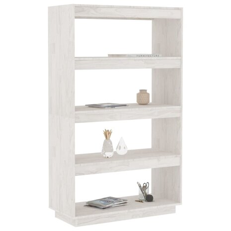 Boekenkast/kamerscherm 80x35x135 cm massief grenenhout wit 8720286816219 4