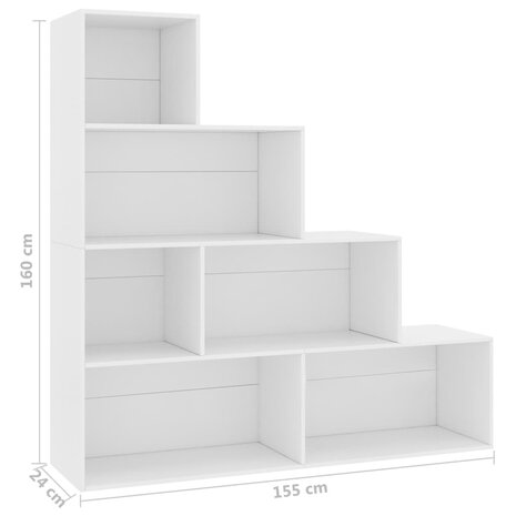 Boekenkast/kamerscherm 155x24x160 cm bewerkt hout wit 8719883786063 6