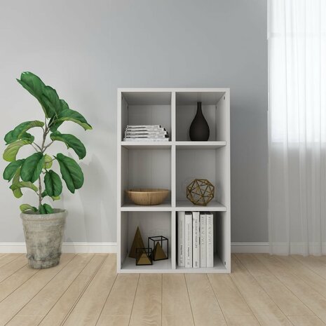 Boekenkast/dressoir 66x30x98 cm bewerkt hout hoogglans wit 8719883675091 1