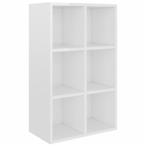 Boekenkast/dressoir 66x30x98 cm bewerkt hout hoogglans wit 8719883675091 2