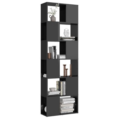 Boekenkast/kamerscherm 60x24x186 cm hoogglans grijs 8720286650622 4