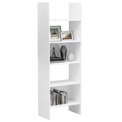 Boekenkast 60x35x180 cm bewerkt hout hoogglans wit 8720286352687 5