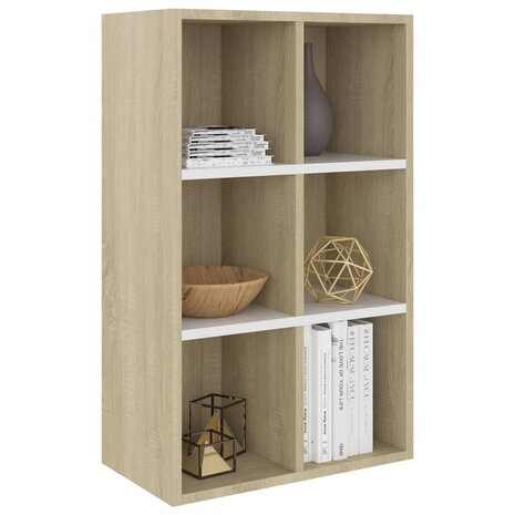 Boekenkast/dressoir 66x30x98 cm bewerkt hout wit sonoma eiken 8719883675084 3